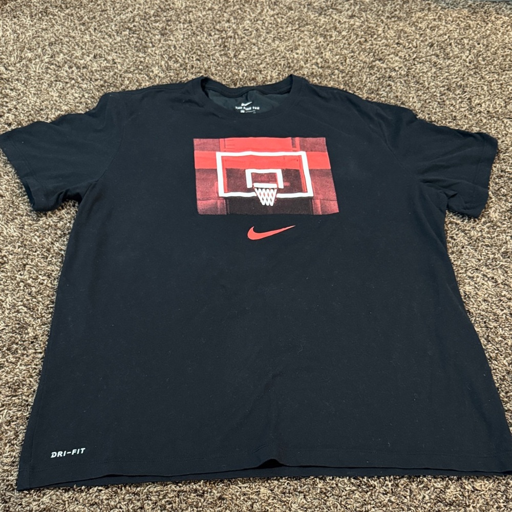 Nike Black T-Shirt with Red Basketball Hoop Graphic
